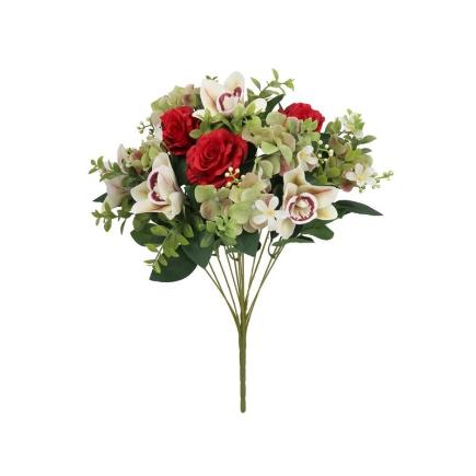 RAMO ROSAS-ORQUIDEA X 12 -50 CM ROJO