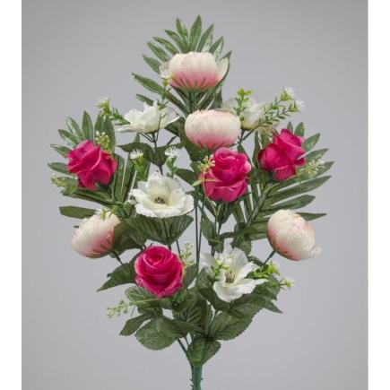 RAMO PALMA PEONY/COSMOS/ROSE X 12 54 CM ROSA