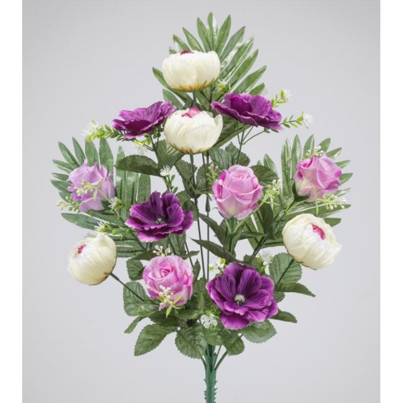 RAMO PALMA PEONY/COSMOS/ROSE X 12 54 CM LILA