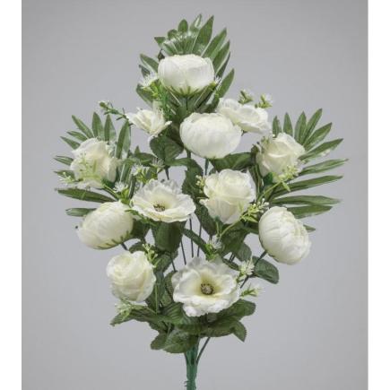 RAMO PALMA PEONY/COSMOS/ROSE X 12 54 CM CREMA
