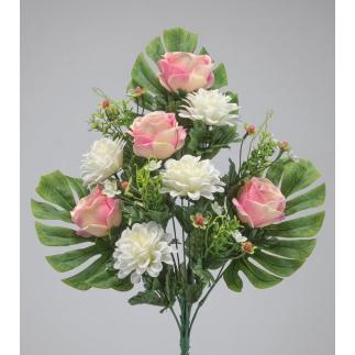 RAMO PALMA ROSAS/DALIAS X12 55 CM ROSA