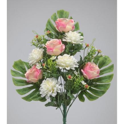 RAMO PALMA ROSAS/DALIAS X12 55 CM ROSA