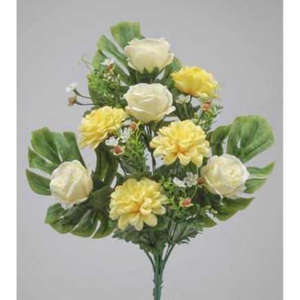 RAMO PALMA ROSAS/DALIAS X12 55 CM AMARILLO