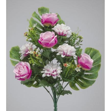 RAMO PALMA ROSAS/DALIAS X12 55 CM LILA