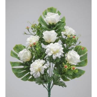 RAMO PALMA ROSAS/DALIAS X12 55 CM CREMA