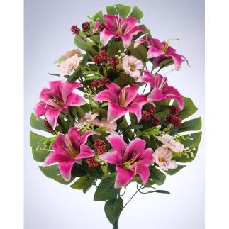 RAMO PALMA LILIUM/PANSY X 18 66 CM FUXIA