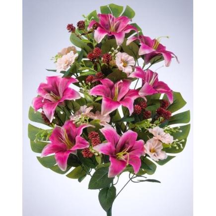 RAMO PALMA LILIUM/PANSY X 18 66 CM FUXIA