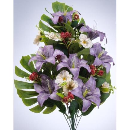 RAMO PALMA LILIUM/PANSY X 18 66 CM LILA