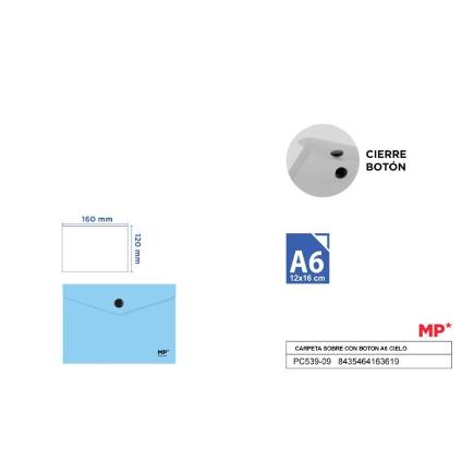 CARPETA SOBRE CON BOTON A6 CIELO