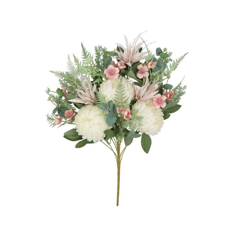 CONJUNTO CRISANTEMOS X 12-59 CM BLANCO
