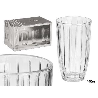 VASO ALTO RAYAS 440 ML TRANSPARENTE