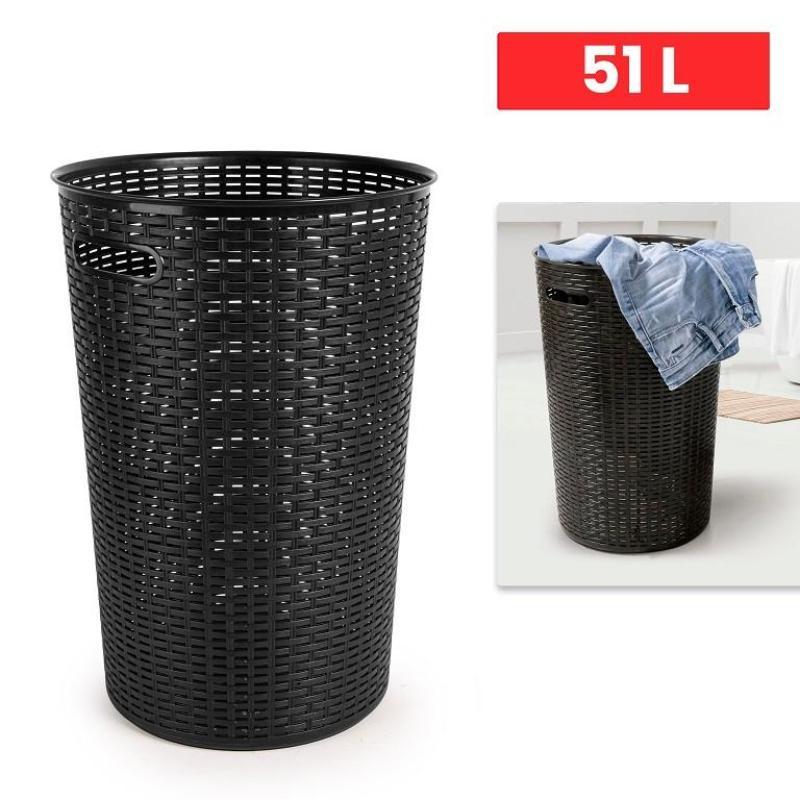 CESTO RATTAN REDONDO 51 L NEGRO