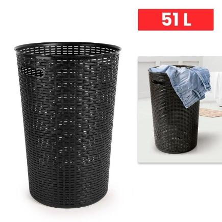 CESTO RATTAN REDONDO 51 L NEGRO