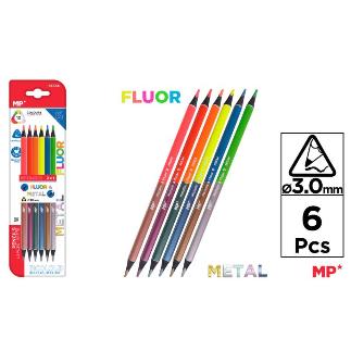 LAPICES BICOLOR METAL Y FLUOR 6 UDS