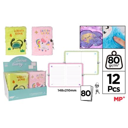 LIBRETA DE PELUCHE CON CANDADO A5