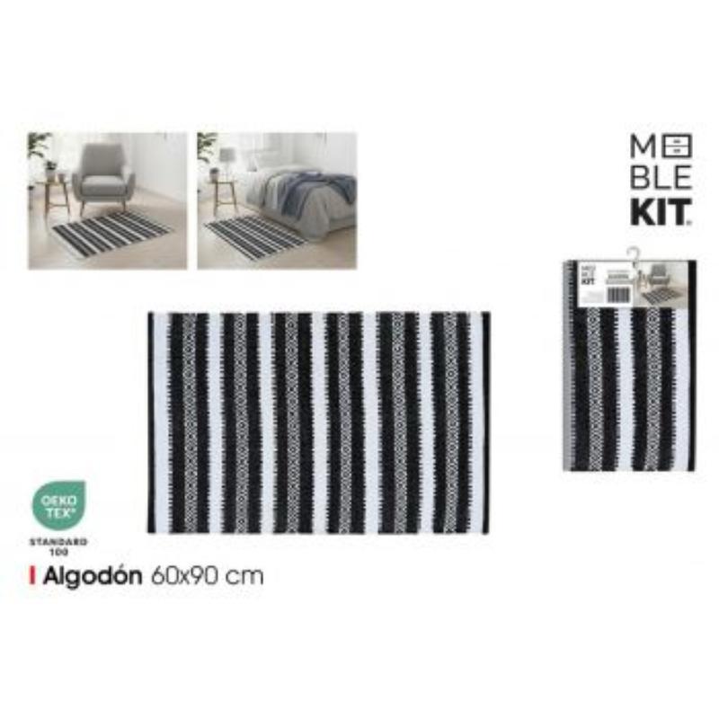 ALFOMBRA ALGODON 60X90 NEGRO-BLANCO MOBLEKIT