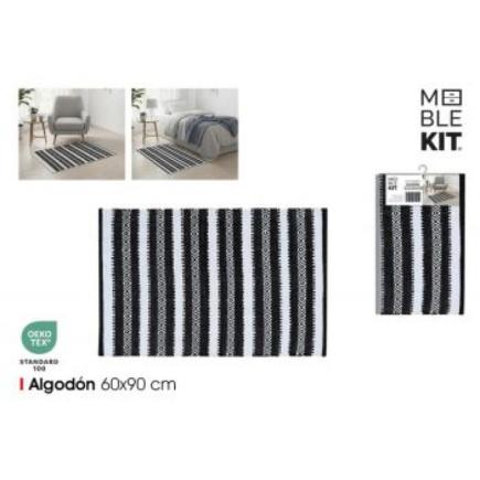 ALFOMBRA ALGODON 60X90 NEGRO-BLANCO MOBLEKIT