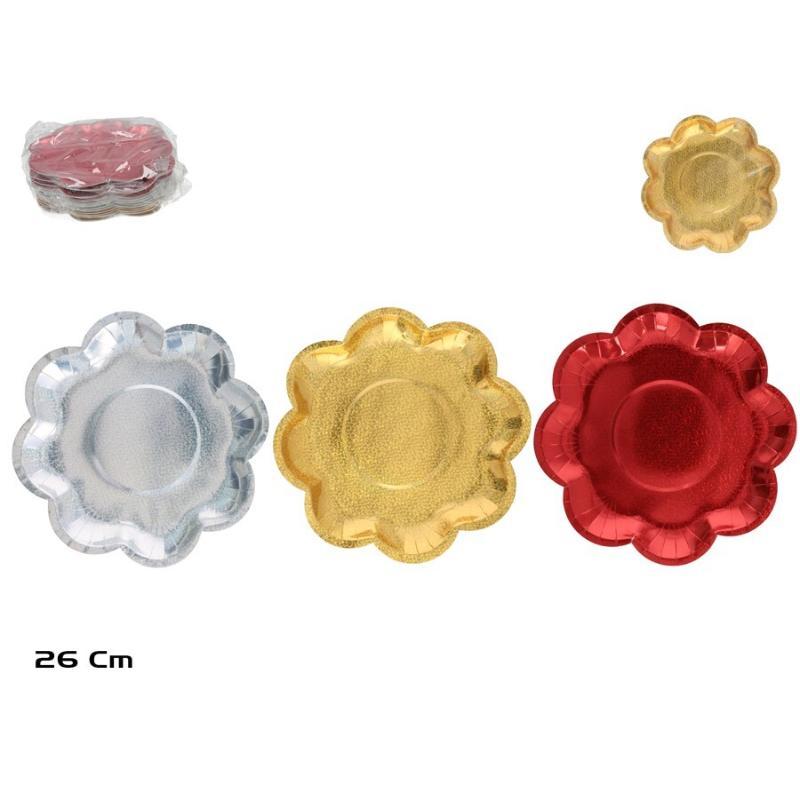 SET 5 PLATOS PAPEL EFECTO LASER 3 STD 26 CM