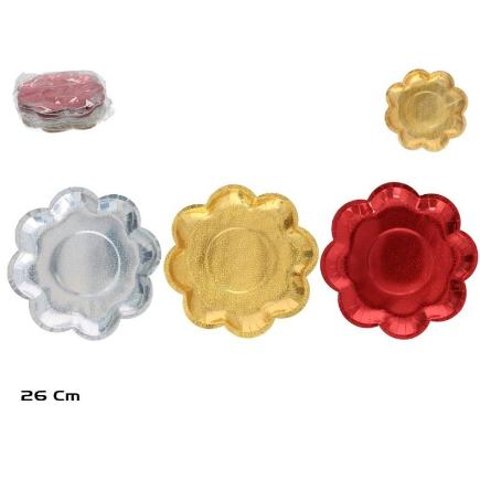 SET 5 PLATOS PAPEL EFECTO LASER 3 STD 26 CM