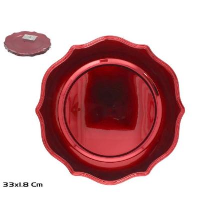 BAJOPLATO VERSALLES 33X33X1.8 CM ROJO