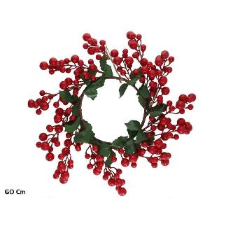 CORONA NAVIDAD BAYAS ROJAS 60 CM CABAYIH