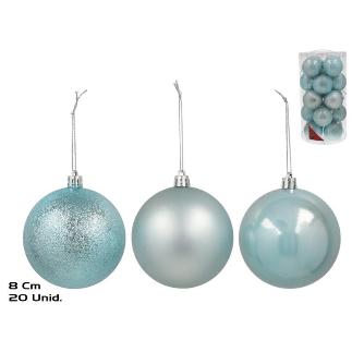 SET 20 BOLAS TUBO 8 CM AZUL SUAVE
