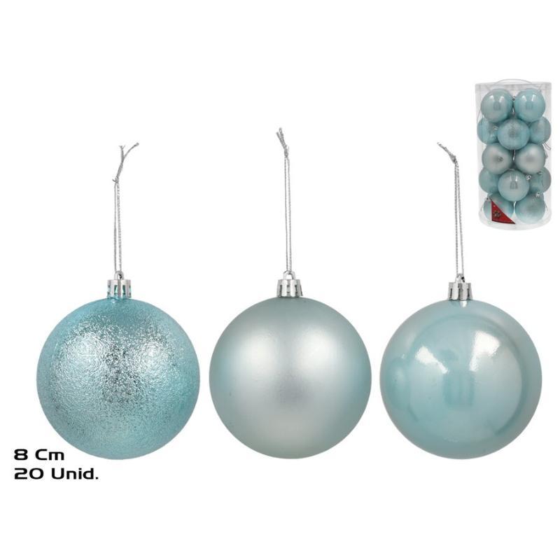 SET 20 BOLAS TUBO 8 CM AZUL SUAVE