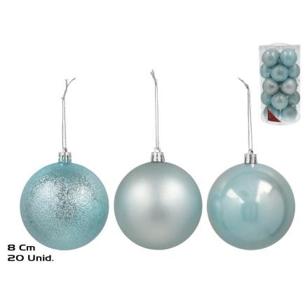 SET 20 BOLAS TUBO 8 CM AZUL SUAVE