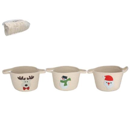 CESTO C/ASAS XMAS CREMA 22X30X15 CM 3 TSD