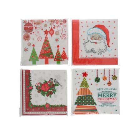 PAQ. 20 SERVILLETAS 33X33 CM 4 SURT DEC. XMAS