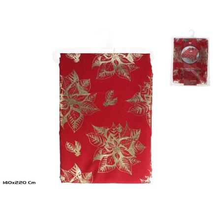 MANTEL FLORES ORO ROJO 140X220 CM MARRI
