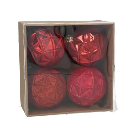 S/4 BOLA NAVIDAD EUMEYN 12 CM ROJA