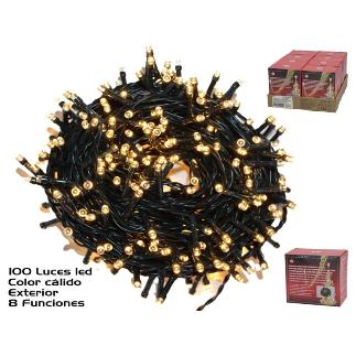GUIRNALDA EXT 100 LEDS CALIDA 8 FUNC 4.5M+4M