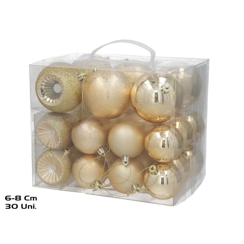 SET 30 BOLAS NAVIDAD 6CM/8CM DORADO