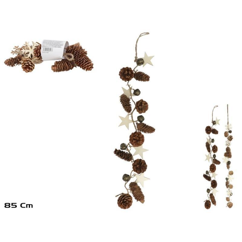 GUIRNALDA PIÑA C/ESTRELLAS 85 CM NATURAL