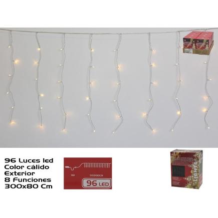 CORTINA EXT 96 LEDS CALIDA 8 FUNC 300X80 CM
