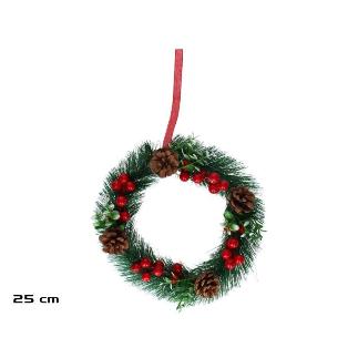 CORONA NAVIDAD RACIMOS DE BAYAS 25 CM