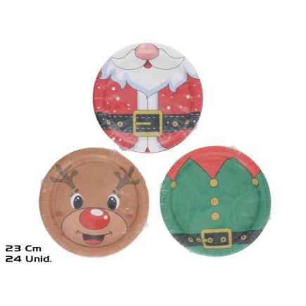 PLATO PAPEL NAVIDAD X24 3STD 23 CM