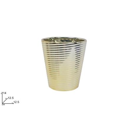 JARRON DE CERAMICA RAYADO ORO