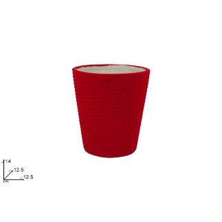 JARRON DE CERAMICA EFEC FLOCADO ROJO