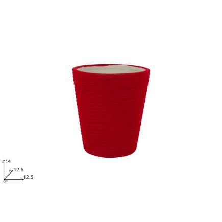 JARRON DE CERAMICA EFEC FLOCADO ROJO