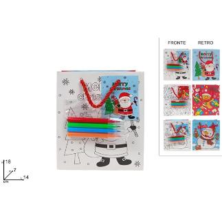 BOLSA DE REGALO PERSONAJE NAVIDEÑO CON COLORES 14X18X7 CM SURT