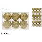 SET 6 BOLAS DE 10 CM DORADAS CON PURPURINA EN CAJA
