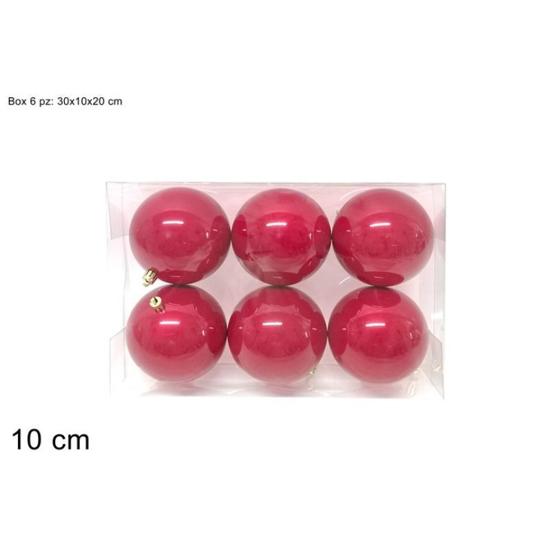 SET 6 BOLAS DE 10 CM ROJAS PERLADAS