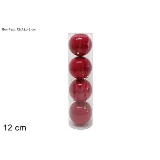 SET 4 PZAS BOLAS 12 CM ROJAS PERLADAS