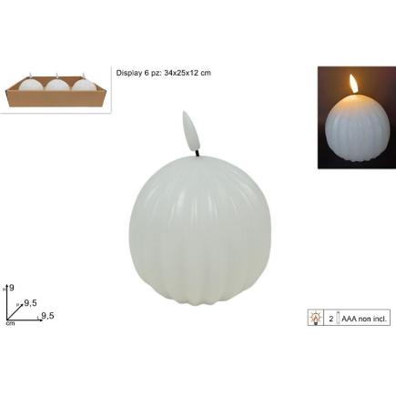VELA ESFERICA LED 9.5 CM BLANCO