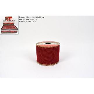 CINTA 6.3X270 CM YUTE ROJO BORDE ORO