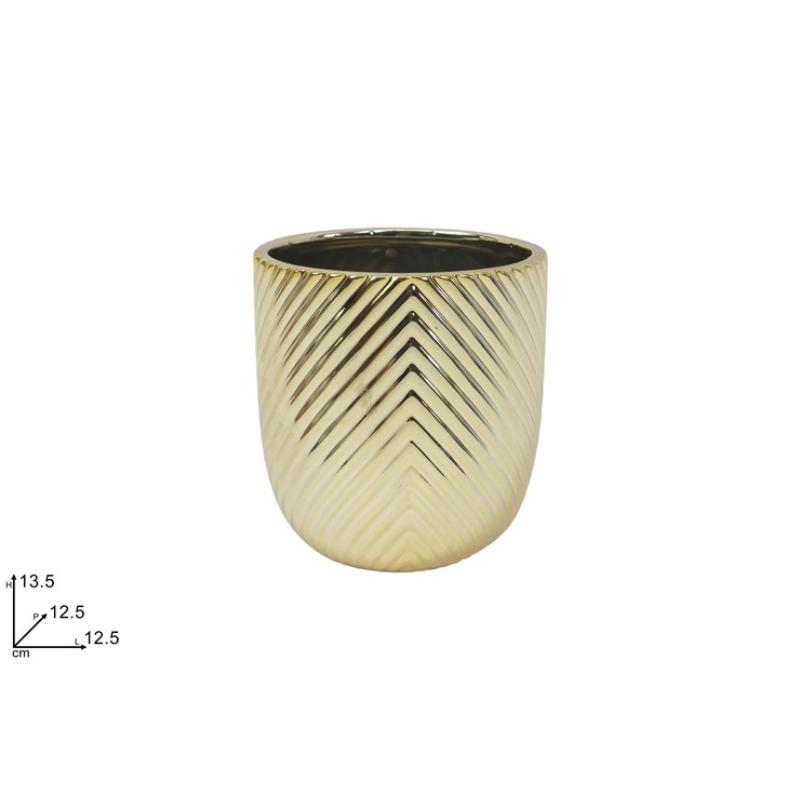 JARRON ESPIGADO DE CERAMICA ORO