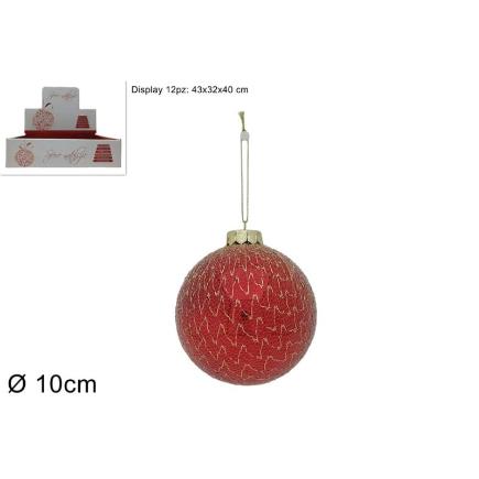 BOLA 10 CM ROJO CON RED DORADO