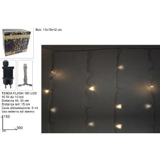 CORTINA FLASH 100 LED 3X1.5 MT BLANCO CALIDO